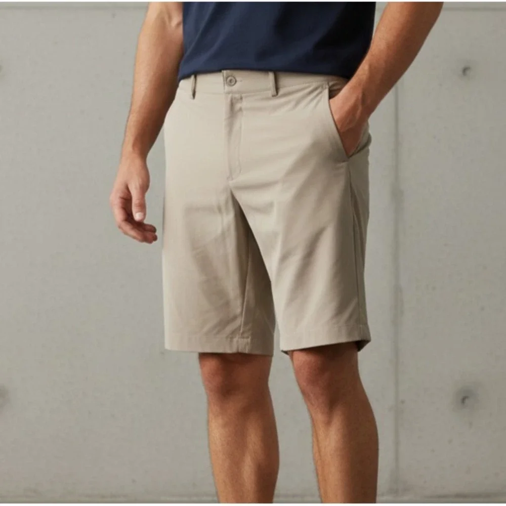 Nike Flat Front Performance Golf Shorts Men's Size 38‎ Beige Slash Pockets